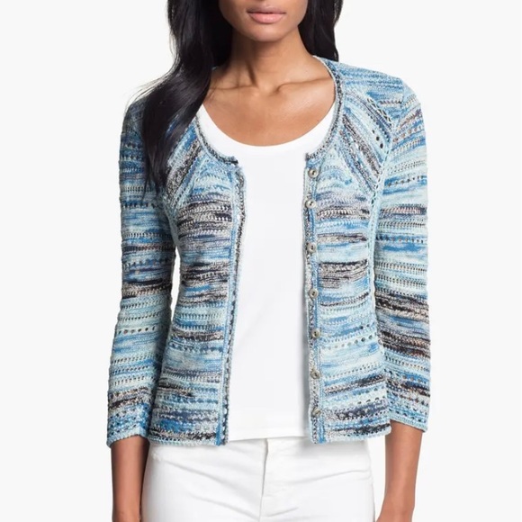 NIC+ZOE Sweaters - Nic + Zoe | Blues Textured Crochet Knit Cardigan